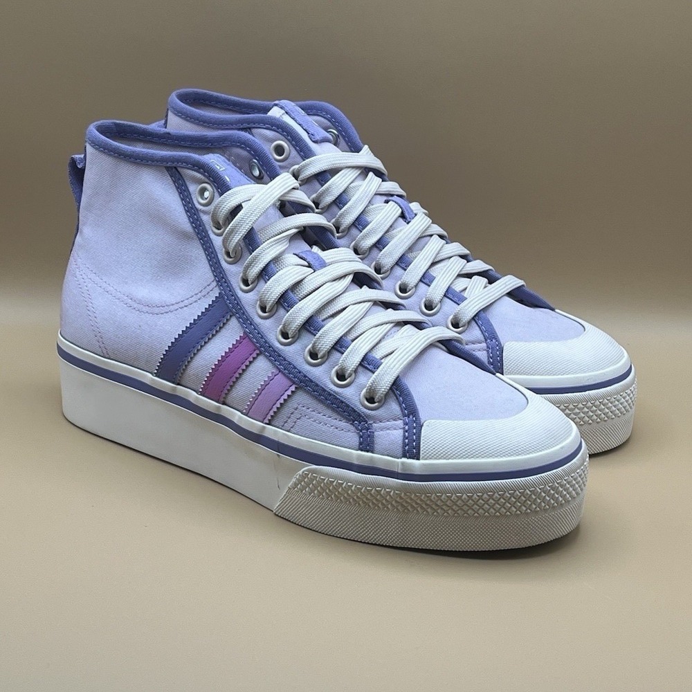 Adidas Nizza Platform Mid Originals Lilac Pink Retro Shoes - Women's Size 8.5